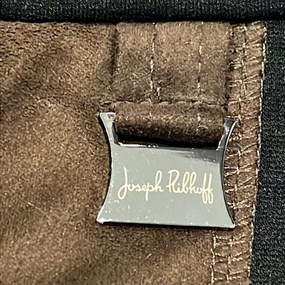 JOSEPH Ribkoff Black Ponte Pants with Colorblock Brown Faux Suede Panels size 8 - Picture 4 of 11